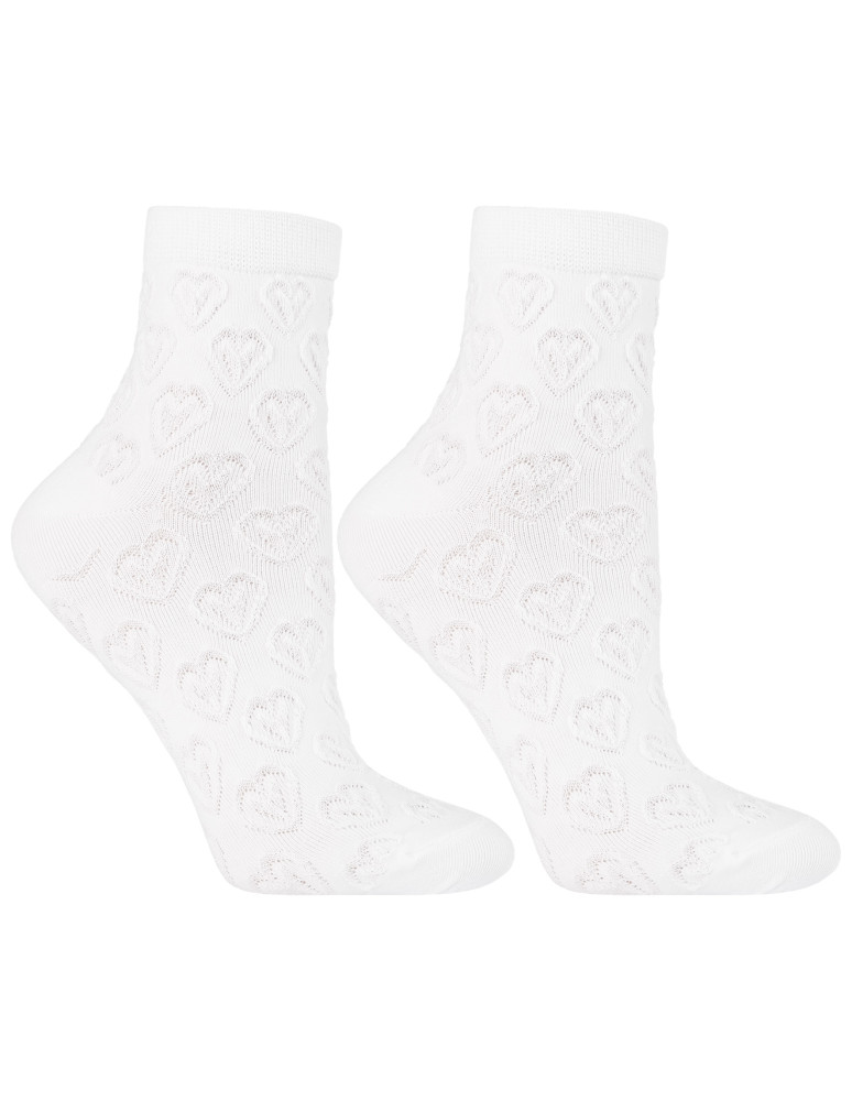 Skarpetki za kostkę - Damskie skarpetki ażurowe za kostkę z motywem serc 3-pak WIELOKOLOROWY - produkt moraj.pl 3