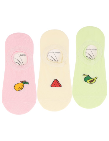 Damskie skarpetki stopki bawełniane z owocowym wzorem 3-pak