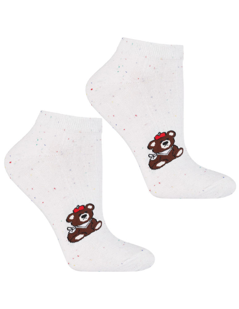 Stopki damskie - Skarpetki damskie stopki bawełniane krótkie z misiem 3-pak WIELOKOLOROWY  - produkt moraj.pl 3