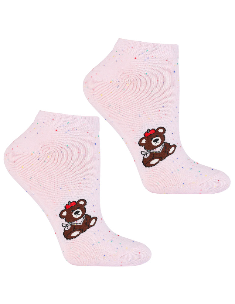 Stopki damskie - Skarpetki damskie stopki bawełniane krótkie z misiem 3-pak WIELOKOLOROWY  - produkt moraj.pl 4