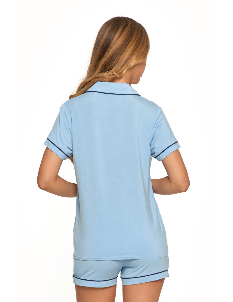 Krótki rękaw - Damska piżama dwuczęściowa z krótkim rękawem i szortami NIEBIESKI - produkt moraj.pl 4