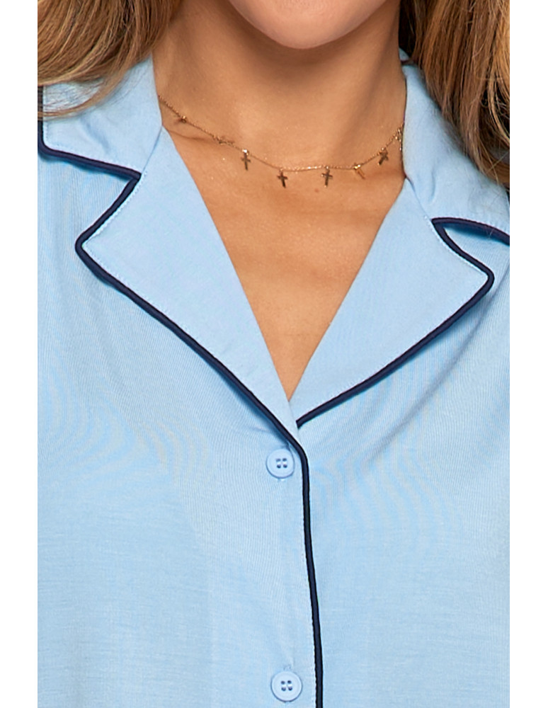 Krótki rękaw - Damska piżama dwuczęściowa z krótkim rękawem i szortami NIEBIESKI - produkt moraj.pl 5