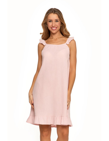 Muślinowa koszula nocna damska z falbanami