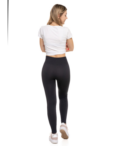 Legginsy damskie - Legginsy damskie z wysokim stanem prążkowane sportowe GRAFIT - produkt 8