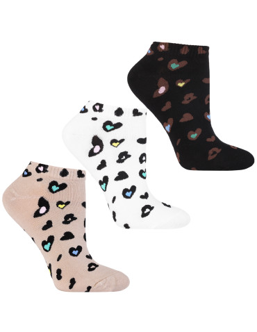 Skarpety damskie stopki bawełniane w sercowe cętki 3-pak