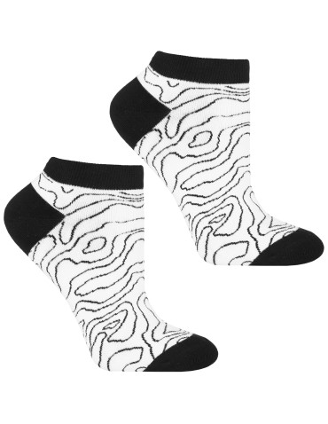 Skarpety damskie stopki bawełniane w czarno-białe wzory 3-pa - produkt 2