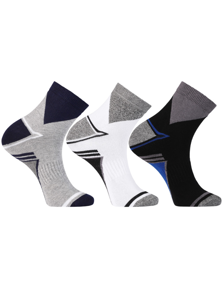 Skarpetki za kostkę - Męskie skarpetki sportowe za kostkę ze ściągaczem 3-pak WIELOKOLOROWY - produkt moraj.pl 1