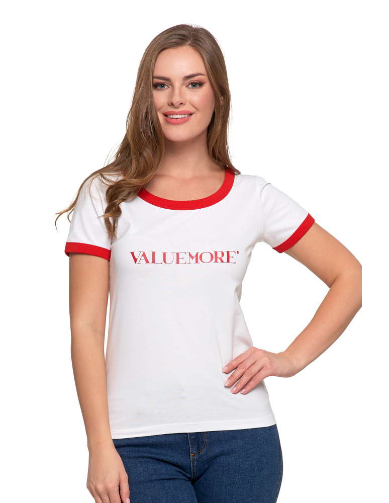 Koszulka damska t-shirt Slim Fit z napisami CZERWONY