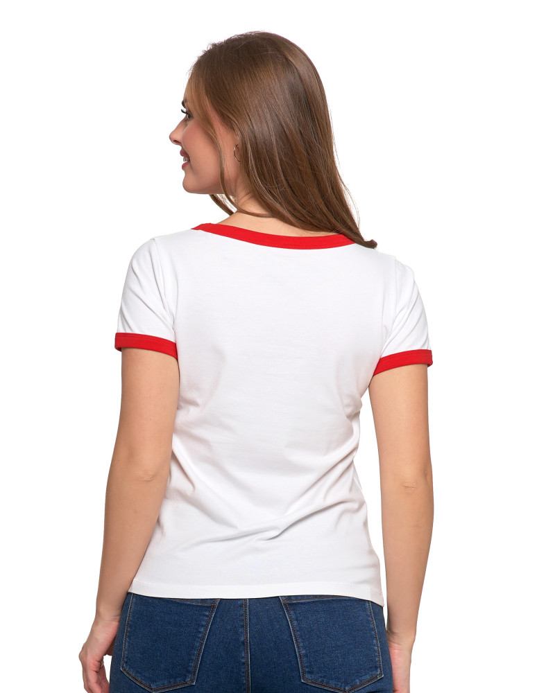 Koszulki i T-shirty - Koszulka damska t-shirt Slim Fit z napisami CZERWONY - produkt moraj.pl 4