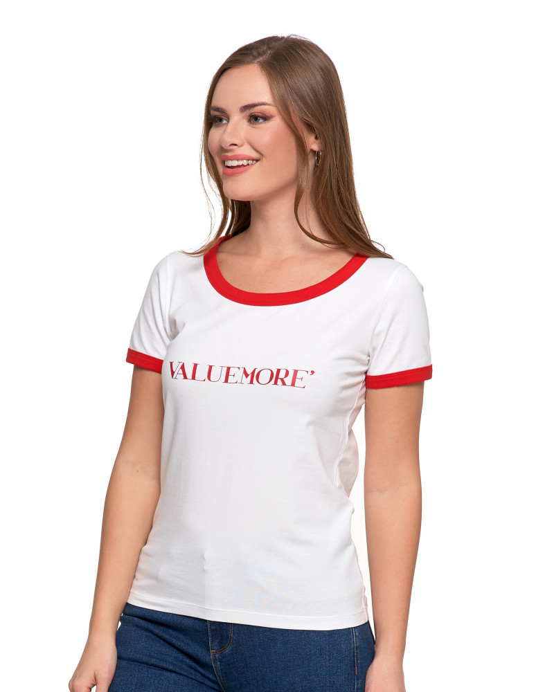 Koszulki i T-shirty - Koszulka damska t-shirt Slim Fit z napisami CZERWONY - produkt moraj.pl 5