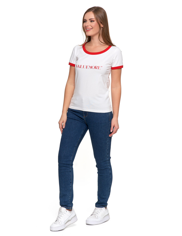 Koszulki i T-shirty - Koszulka damska t-shirt Slim Fit z napisami CZERWONY - produkt moraj.pl 8