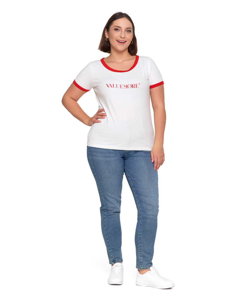 Koszulki i T-shirty - Koszulka damska t-shirt Slim Fit z napisami CZERWONY - produkt moraj.pl 14