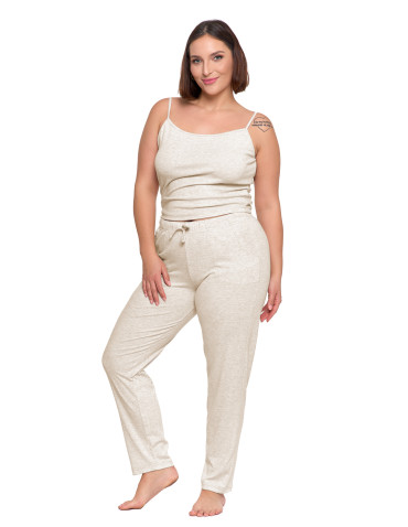 Piżama damska dwuczęściowa z prążkowanej dzianiny  - produkt 2