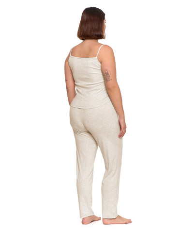 Piżama damska na ramiączkach prążkowana dzianina Plus Size  - produkt 2