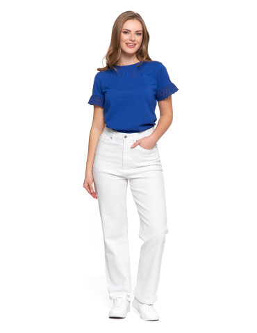 Damskie jeansy z wysokim stanem i prostą nogawką - produkt 2