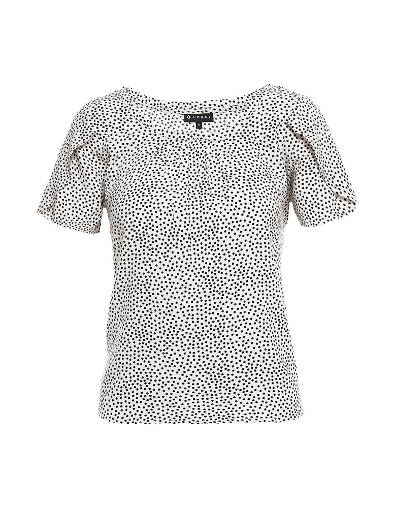 Bluzka damska z wiskozy wzorzysta ECRU