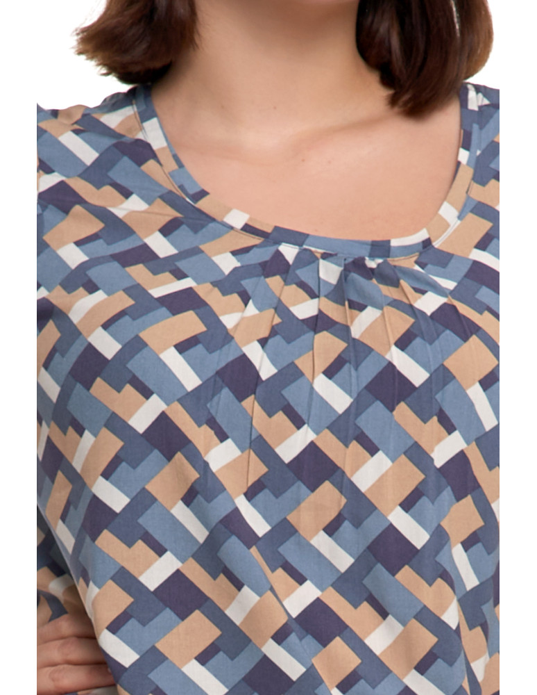 Bluzki i koszule - Bluzka damska z wiskozy wzorzysta NIEBIESKI  - produkt moraj.pl 4