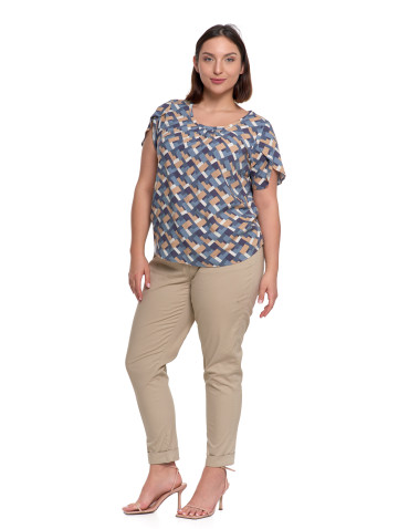 Bluzki i koszule - Bluzka damska z wiskozy wzorzysta NIEBIESKI - produkt 8