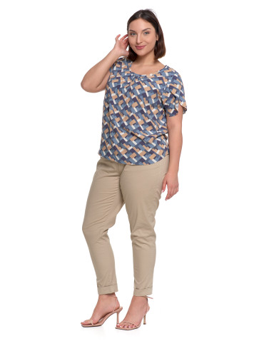 Bluzki i koszule - Bluzka damska z wiskozy wzorzysta NIEBIESKI - produkt 10