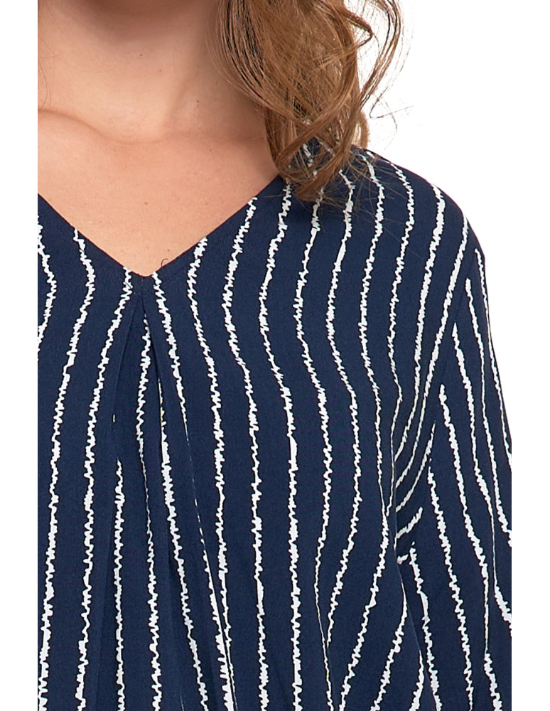 Bluzki i koszule - Bluzka damska z wiskozy z dekoltem w serek GRANATOWY  - produkt moraj.pl 3