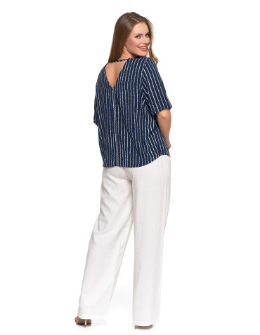 Bluzki i koszule - Bluzka damska z wiskozy z dekoltem w serek GRANATOWY - produkt 7