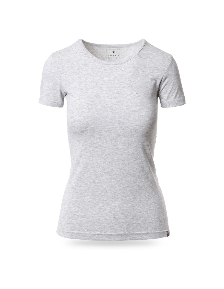 Podkoszulki - Bawełniany podkoszulek damski z krótkim rękawem biały JASNY SZARY - produkt moraj.pl 11