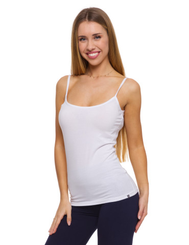 Podkoszulki - Damski bawełniany podkoszulek na ramiączkach BEŻOWY - produkt 17