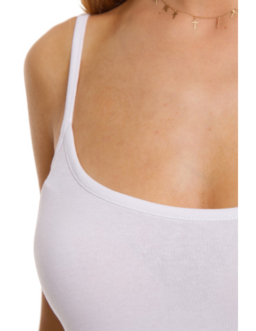 Podkoszulki - Damski bawełniany podkoszulek na ramiączkach BEŻOWY - produkt 20