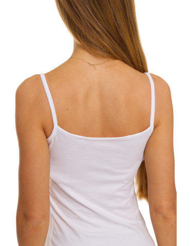 Podkoszulki - Damski bawełniany podkoszulek na ramiączkach BEŻOWY - produkt 22