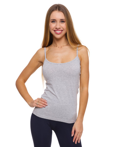 Podkoszulki - Damski bawełniany podkoszulek na ramiączkach BEŻOWY - produkt 31