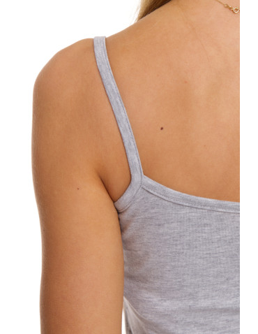 Podkoszulki - Damski bawełniany podkoszulek na ramiączkach BEŻOWY - produkt 34