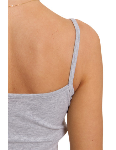 Podkoszulki - Damski bawełniany podkoszulek na ramiączkach BEŻOWY - produkt 35