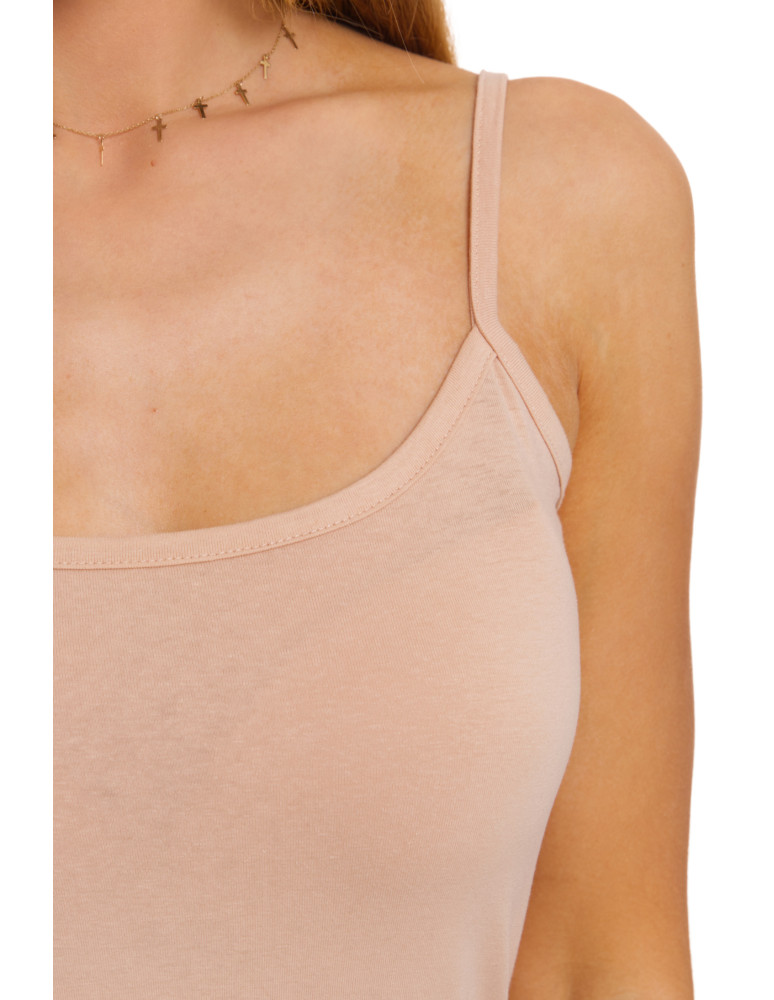 Podkoszulki - Damski bawełniany podkoszulek na ramiączkach BEŻOWY - produkt moraj.pl 41