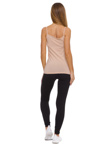 Podkoszulki - Damski bawełniany podkoszulek na ramiączkach BEŻOWY - produkt 44