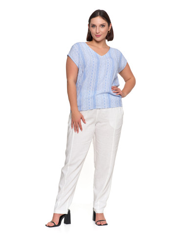 Bluzki i koszule - Bluzka damska wiskozowa z ozdobnym tyłem NIEBIESKI - produkt 3