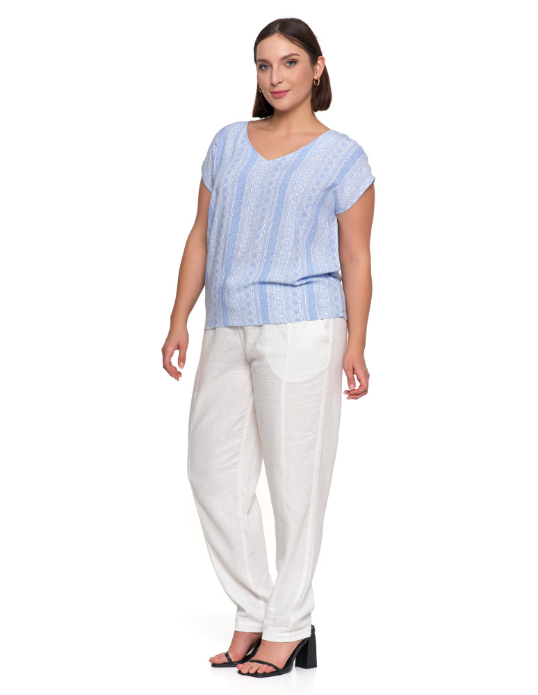 Bluzki i koszule - Bluzka damska wiskozowa z ozdobnym tyłem NIEBIESKI - produkt moraj.pl 4