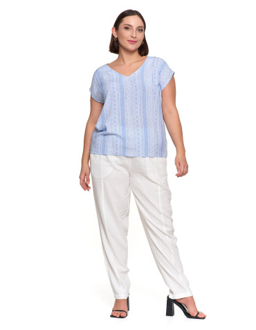 Bluzki i koszule - Bluzka damska wiskozowa z ozdobnym tyłem NIEBIESKI - produkt 6