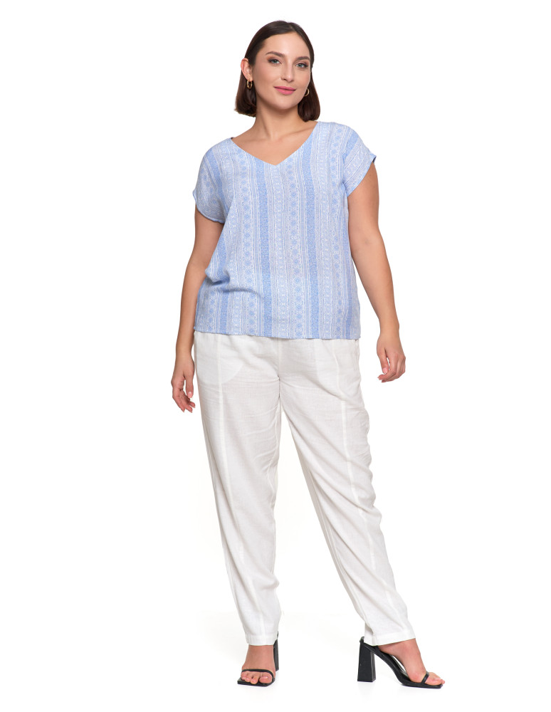 Bluzki i koszule - Bluzka damska wiskozowa z ozdobnym tyłem NIEBIESKI - produkt moraj.pl 6