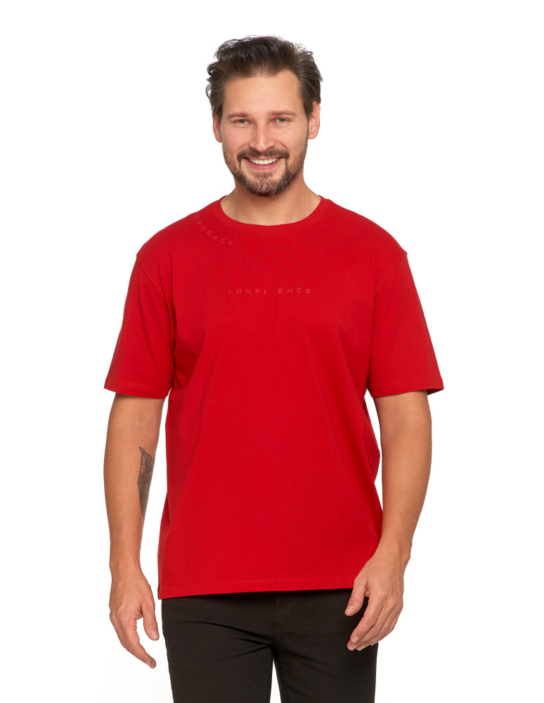 Bawełniany T-shirt męski oversize BORDOWY