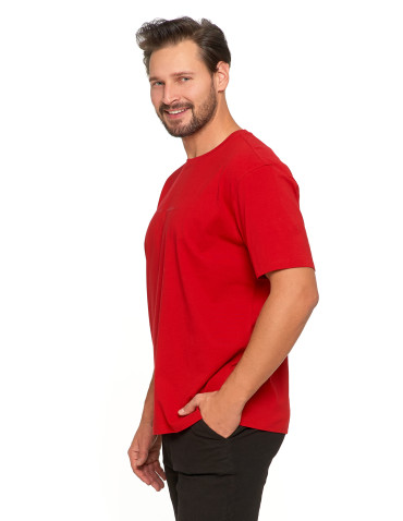 Koszulki i Tank Topy - Bawełniany T-shirt męski oversize BORDOWY - produkt 3