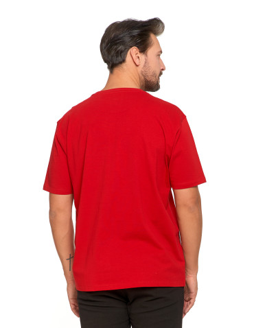 Koszulki i Tank Topy - Bawełniany T-shirt męski oversize BORDOWY - produkt 4