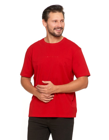 Koszulki i Tank Topy - Bawełniany T-shirt męski oversize BORDOWY - produkt 5