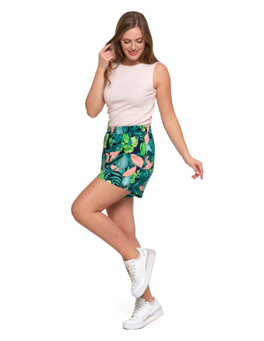 Szorty damskie letnie - Damskie szorty wzorzyste z gumką w pasie ZIELONY - produkt 5