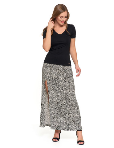 Bluzki i koszule - Bluzka damska z dekoltem w serek wiskozowa bez wzoru CZARNY - produkt 2