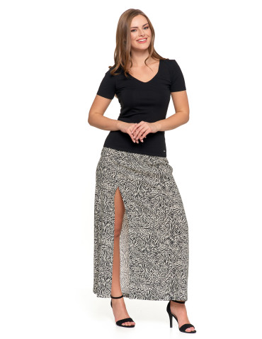 Bluzki i koszule - Bluzka damska z dekoltem w serek wiskozowa bez wzoru CZARNY - produkt 3