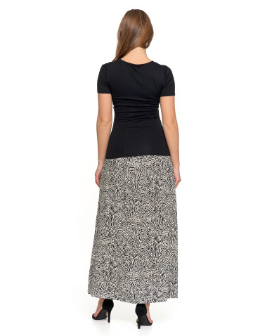 Bluzki i koszule - Bluzka damska z dekoltem w serek wiskozowa bez wzoru CZARNY - produkt 4