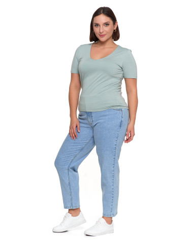 Bluzka damska z dekoltem w serek wiskozowa bez wzoru  - produkt 2