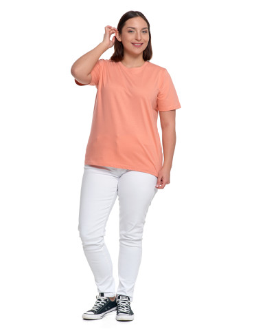 Koszulki i T-shirty - T-shirt damski bawełniany bez szwów bocznych CIEMNY RÓŻOWY - produkt 6