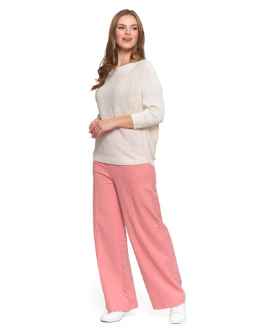 Swetry i kardigany - Sweter damski ażurowy z dekoltem łódkowym BIAŁY - produkt 2