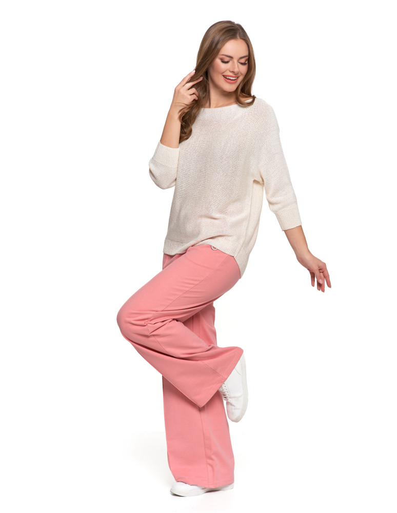 Swetry i kardigany - Sweter damski ażurowy z dekoltem łódkowym BIAŁY - produkt moraj.pl 7